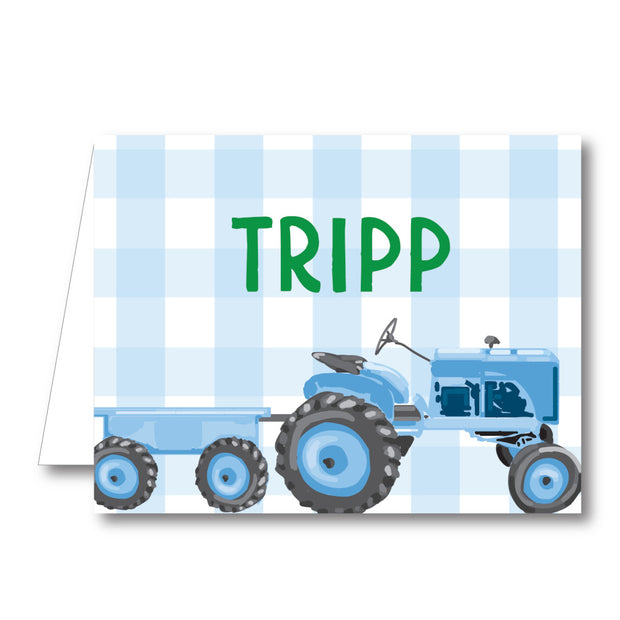 Blue Tractor Folded Notecard