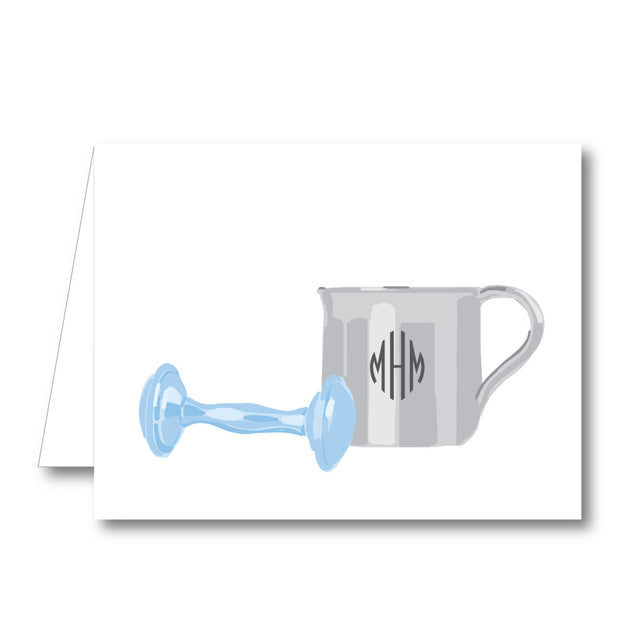 Blue Silver Cup Folded Notecard