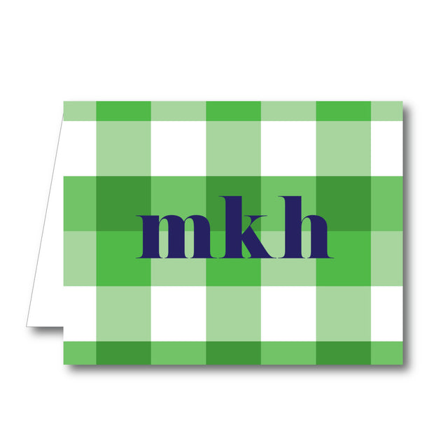 Green Check Folded Notecard