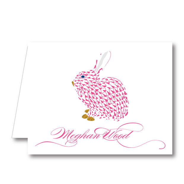 Pink Bunny Folded Notecard