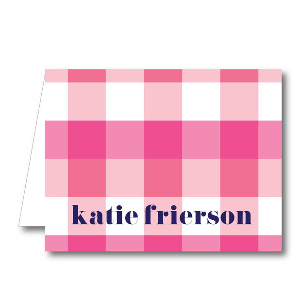 Pink Check Folded Notecard