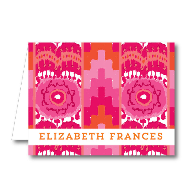 Pink Ikat Folded Notecard